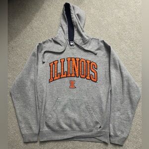 Fighting Illini Hoodie - Men’s Pullover Hoodie - Gray - Men’s Size: M